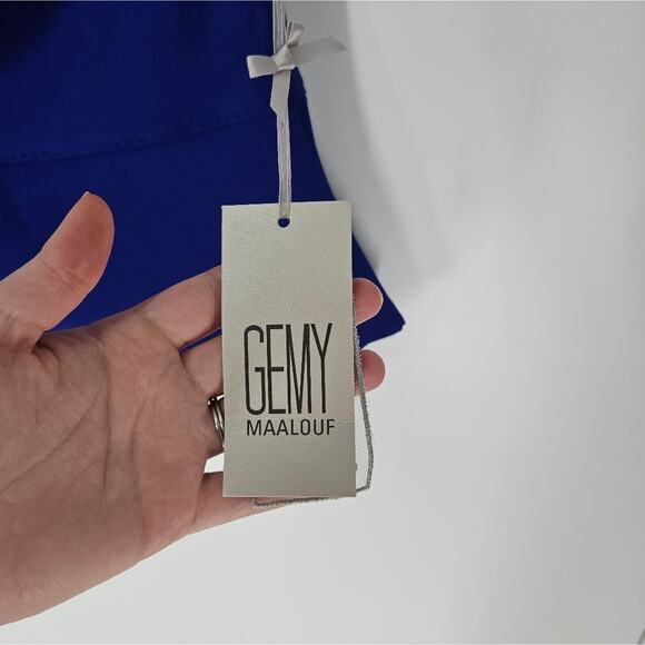 Gemy Maalouf Blue Asymmetrical One Shoulder Top 8 - Picture 6 of 13